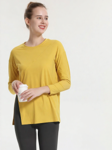 Loose Fit Large Size Comfortable Breathable Hide Hip Long Yoga Top