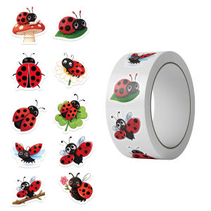 500PCS Ladybug Sticker Roll Gift Decoration Envelope Sealing Sticker