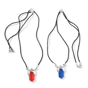 Cross-border European and American minimalist stone resin pendant DIY blue and red gemstone necklace