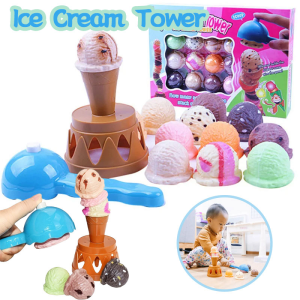 Kids Ice Cream Stack Tower Toys Balance Games Simulation Food Pretend Play Educational Kitchen Toy