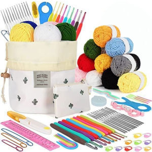 Crochet Kit for Beginners 62 PCS Crocheting Kit Beginner Crochet Starter Set with Crochet Yarn for Adults