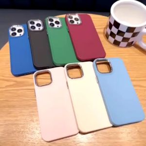 Ốp lưng iphone basic cạnh vuông viền kim loại bảo vệ camera chống sốc vân tay nhiều màu x/xs/xsmax/11/12/13/14/promax