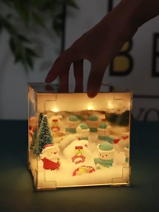 Natal Lampu Hias Papan Malam Elegan dengan Dekorasi Christmas - Warna Krim