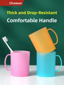 Family Set Plastic Toothbrush Cup Tea Flower Brushing Cup Simple Design for Couple And Three Members Home Bathroom Accessories