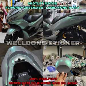 Stiker motor warna flip grey green atau abu abu lembayung hijau skotlet motor lembayung hijau kualitas premium