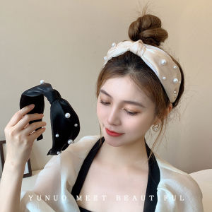 ที่คาดผมไข่มุก MODE KOREA ผ้าโพกศรีษะฝรั่งเศสหรูหราสำหรับผู้หญิงเครื่องประดับผม