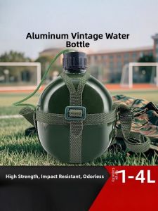 Vintage Large Capacity Aluminum Water Bottle Outdoor Sports Beer Mug Camouflage Style Metal Water Kettle for Hiking Camping Traveling