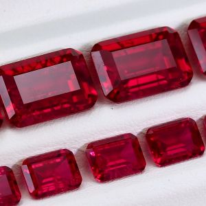 2x4mm-10x14mm hình chữ nhật Emerald Cut Lab phát triển Pigeon máu đỏ Ruby lỏng lỏng đá quý với bao gồm có thể nhìn thấy