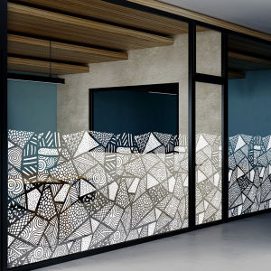 Office Fashion Mosaic Anti-Collision Privacy Blocking Bottom Pattern Dining Bar Waistline Static Glass Film Decorative Film