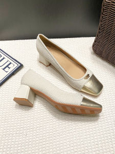 Womens Square Toe High Heels Soft Bottom Fashionable Work Shoes Spring Autumn New Style Casual Comfortable French Commute