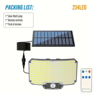 234LED Solar Outdoor Lights Motion Sensor Super Bright Remote Wall Flood Lamp Security Waterproof Patio Garden Garage 1~2pcs