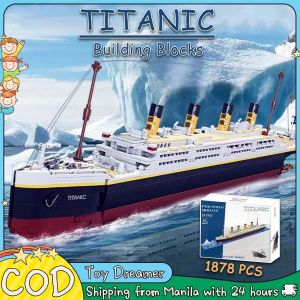 Mini Titanic Building Blocks Sets Compatible-Lego Blocks Toy for Kids Boys Girls  3D Micro Block Ship Boat Model DIY Bricks Kit Educational Toys Birthday Christmas Gift 1878PCS