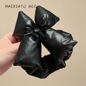 Black Leather Bowknot Hair Ties: A Stylish & Volumizing Accessory