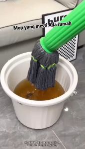 MLADEN Bamboo Fiber Self Twisting Rotating Mop Hand Wash Free Quick Dry Mop Household Clean Tools Lantai