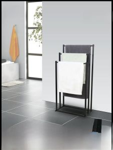 Luxury Metal Floor-Mounted Towel Rack Bathroom Storage Shelf Bedroom Balcony Organizer 3 Layers Cast Iron No Drilling Required