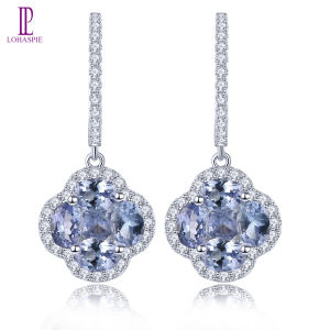 Lohaspie Jewelry Genuine 1.5 Carats Earing Silver 925 Original Natural Tanzanite Chrome Diopside Rhodolite Garnet Clip Earring Tanzanite Earring For Women 925 Silver Jewelry