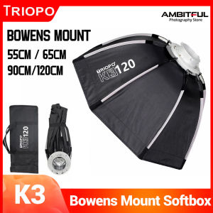 Triopo K3 55Cm 65Cm 90Cm 120Cm Phát Hành Nhanh Chóng Softbox Có Thể Thay Đổi Để Khung máy ảnh Bowens Hoặc gắn đèn Flash Softbox bát giác Cho Studio LED Video Nhấp Nháy đèn flash