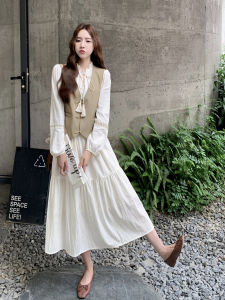 Chic Soft Style Womens Dress Set in Beige Two-Piece Suit Casual Loose Fit Long Sleeve Autumn Fashion New Arrival