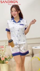 Đồ Bộ Nữ Mặc Nhà Pijama SANDBOX Thiết Kế Quần Đùi Áo Cộc Chất Lụa Latin Cao Cấp Mềm Mịn BLD25006