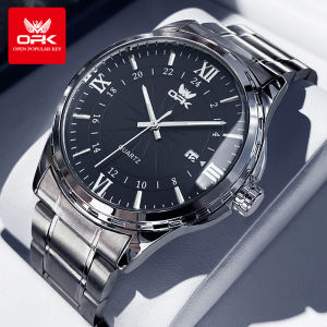 OPK ลำลอง นาฬิกา 2024 สแตนเลส แท้ กันน้ำ แฟชั่น ธุรกิจ ควอตซ์ ส่องสว่าง ชม ผู้ชาย