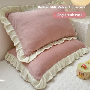NAIYOUCHENG | Warm Plush Pillowcase with Lace Decor