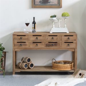 Retro American Style Solid Wood Nine Drawer Cabinet Tea Water Cabinet Drawer Type Home Living Room against the Wall Entrance Hall Cabinet