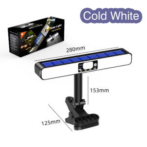 Portable Solar Outdoor Light with Motion Sensor 160 LEDs Clip-on Fence Lamp for Garden Lawn Deck Camping Red Blue Warning Lights