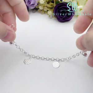 SilverWholesale #BB107 Original Silver Kids/Baby/Newborn Anklet Bracelet (Rantai Kaki/Tangan/Gelang Kanak/Budak/Bayi) 出入平安