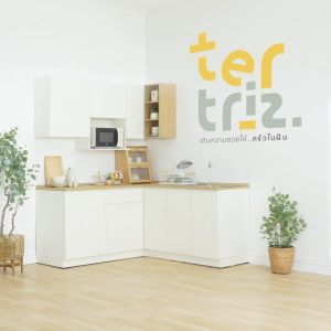 INDEX LIVING MALL ตู้ครัวบานเปิด รุ่นเตตริส - สีขาว/ธรรมชาติ