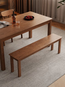 DONGMU | Soft Padded Long Bench Solid Wood Vintage
