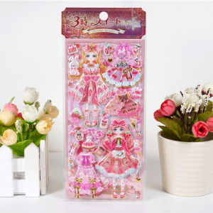 Princess Dress-Up 3D Double Layer Stickers Gold Foil Girls Skirts DIY Handmade Crafts Educational Toys for Children