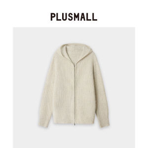 Raccoon Wool Blend Sesame Dot Oversized Drop Shoulder Hooded Cardigan