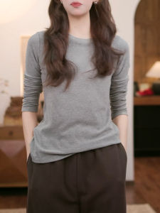 QINGNAER | Autumn Winter Gentle Style Gray Slim Fit Tshirt