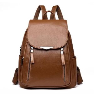 Luxury Backpack For Women Soft PU Leather Backpack Travel Large Capacity School Bag Double Zipper Business Knapsack