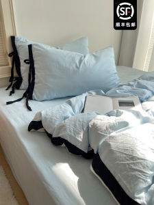 Soft Butter Double Layer Three Piece Student Bedding Set Pure Color Butterfly Knot Skin Friendly Duvet Cover Grandpa Ball Brand