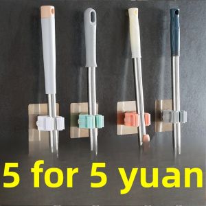 No-Drill Kitchen And Bathroom Creative Clamp Storage Rack Broom Holder Sweeper Storage Wall Mounted Bracket No Trace