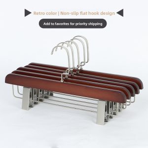 Wooden Pants Hanger Home Use Seamless Clamp Wooden Rod Horse Face Skirt Hanger Wood Storage Anti-Slip Clothes Hanger