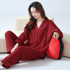 Red Cotton Pajamas Womens Spring Autumn Wedding New Couple Pure Cotton Set Winter Sweet Chinese Zodiac Celebratory Korean Style Home Clothes