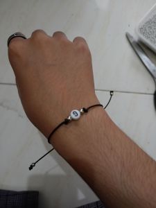 gelang inisial serut tali Korea 1 mm ( tipis ) Bisa di besar kecilkan