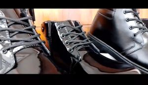 Sepatu Pria PDH Kerja Tali Ressleting Hitam Kilap Dan Dop Dinas Harian Polri Security ASN