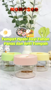 Momosee Wadah Mpasi Bayi Kaca Glass Food Container Tahan Panas Anti Tumpah BPA Free 240ml CJ24