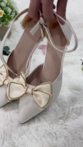 2.75 inches Korean White High Heels Pointed Toe Stiletto Shoes Weddings Elegant Sandals