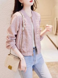 แจ็คเก็ตคาร์ดิแกนทรงสั้นสไตล์ใหม่สำหรับผู้หญิงในฤดูใบไม้ผลิและฤดูใบไม้ร่วง ทรงเข้ารูป สไตล์สตรีท แขนยาว ปกติ