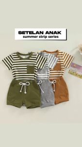 Setelan Anak Summer Stripe - Kaos dan Celana Anak Seri Salur