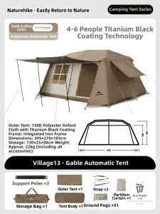 NatureHike | Automatic Dome Camping Tent for Outdoor Use Two-Bedroom One-Hall