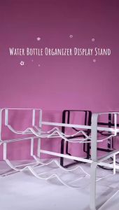 Bottle Storage Rack Organizer Countertop Wine Rack For Water Bottles And Tumbler Metal Space Saving Stackable Shelf Rack