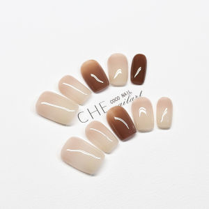 2025 ใหม่ นails เครื่องประดับเล็บสวมใส่ ฤดูใบไม้ร่วงและฤดูหนาว เลมอนแคร์ น้ำมันชานม ดีไซน์เรียบง่าย เล็บสั้น ความรู้สึกหรูหรา สีขาว 987