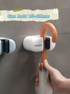 Ecoco Wall-Mounted Mop Holder No Drilling Broom Holder Clamp for Bathroom Organization with Sticker