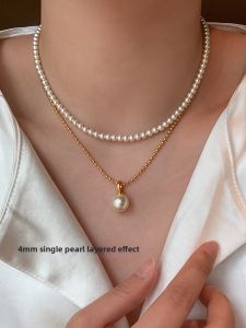 CAFFTI | French Style Small Pearl Pendant Necklace