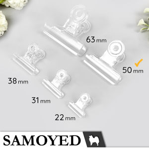 Klip / Penjepit / Jepitan Kertas Akrilik Transparan / Transparent Acrylic Paper Binder / Bulldog Clip 22 mm Samoyed BLCL-E022